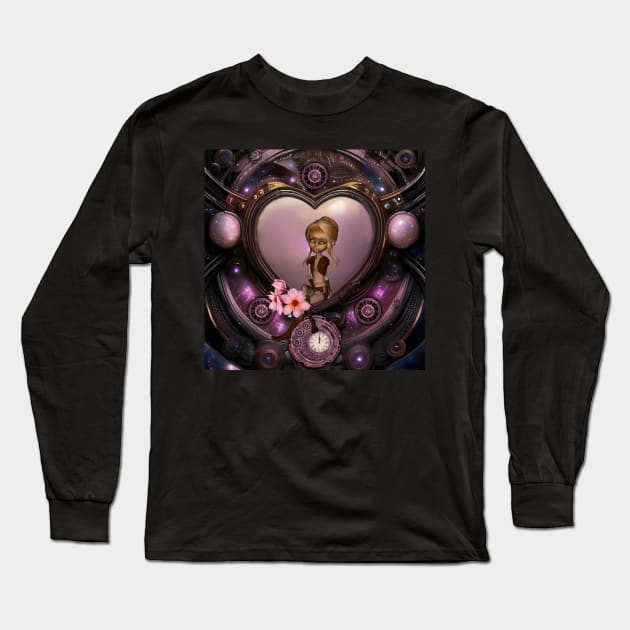 Wonderful steampunk heart with fairy Long Sleeve T-Shirt by Nicky2342